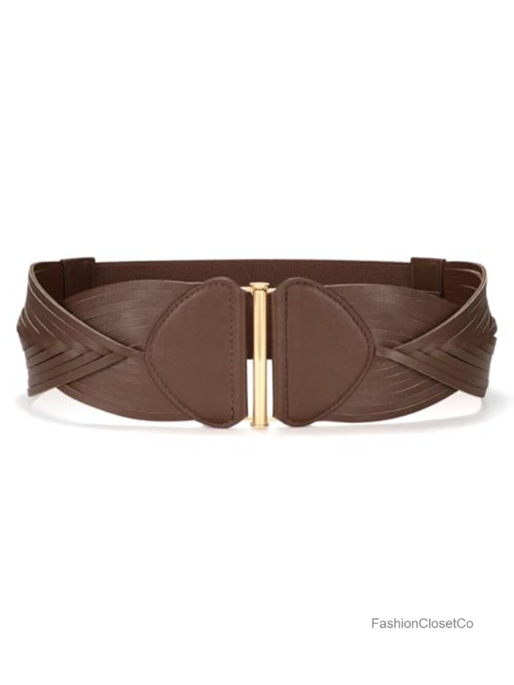 Women's Wide Faux Leather Elastic Waist Belt Vintage Stretchy Cinch Belt for